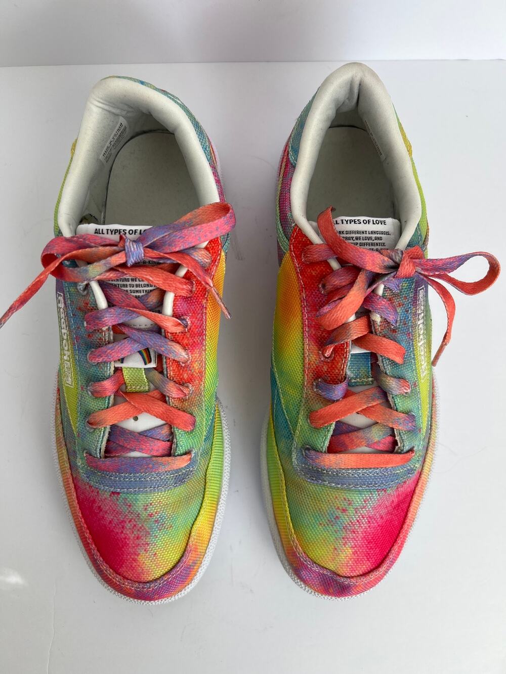 Reebok Club C 85 Unisex Pride Rainbow Tie Dye Canvas Sneakers Men 8/ Women 9.5